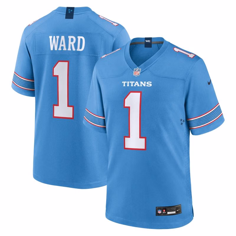 Cam Ward #1 Tennessee Titans 2026 Game NFL Jersey Blue view 1