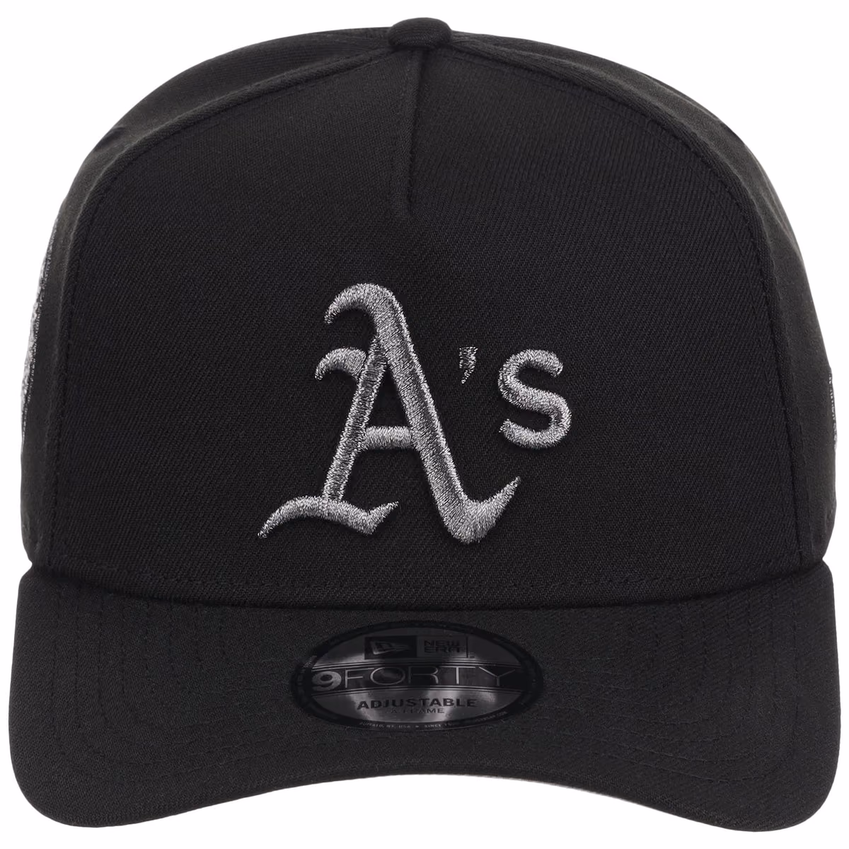 Oakland Athletics MLB Liquid Titanium New Era 9FORTY A-Frame detail view