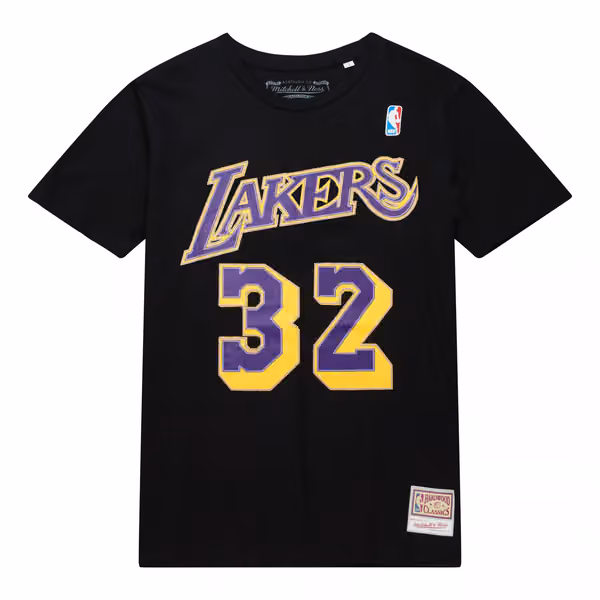 Magic Johnson #32 Los Angeles Lakers Mitchell & Ness NBA T-Shirt Black view 1