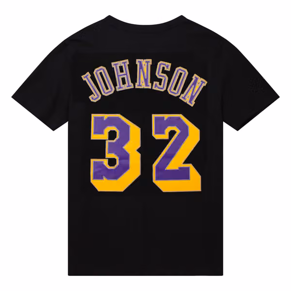 Magic Johnson #32 Los Angeles Lakers Mitchell & Ness NBA T-Shirt Black view 2