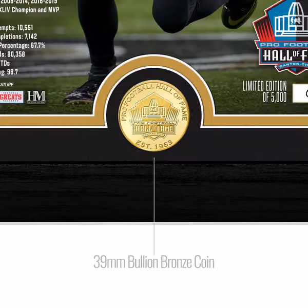 Drew Brees New Orleans Saints Hall of Fame Bronze Coin Framed NFL Photo view 2