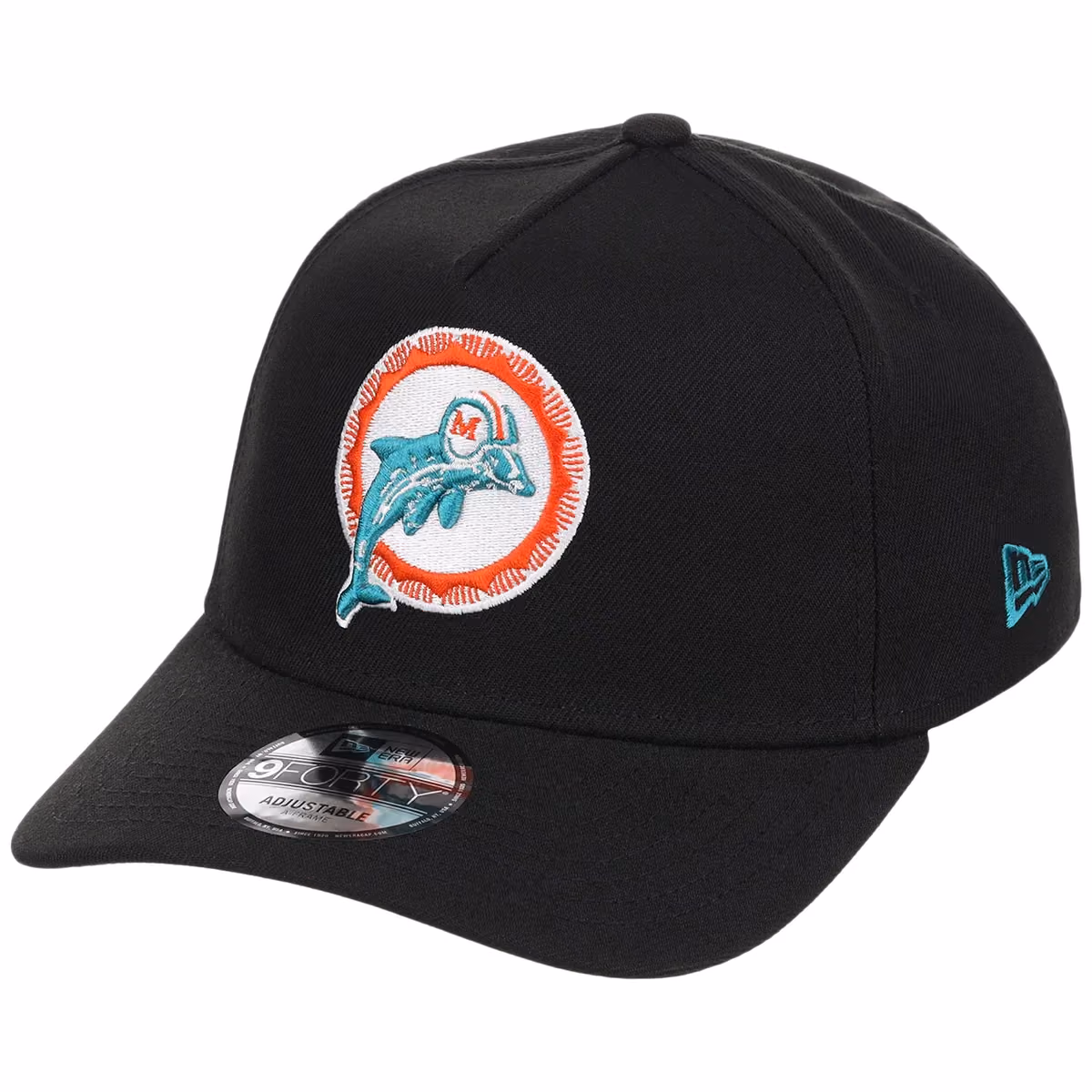 Miami Dolphins NFL Black Dome New Era 9FORTY A-Frame detail view