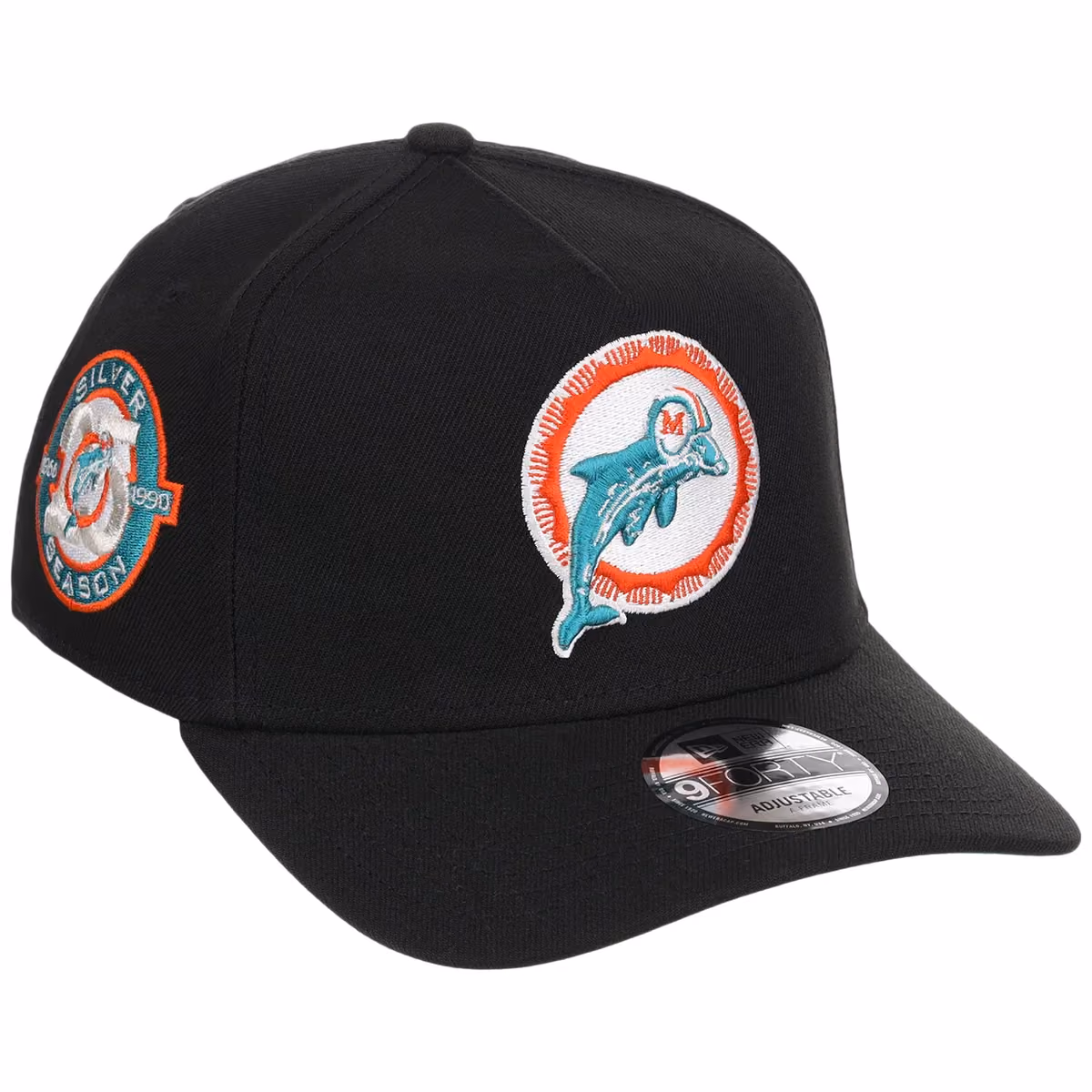 Miami Dolphins NFL Black Dome New Era 9FORTY A-Frame front view