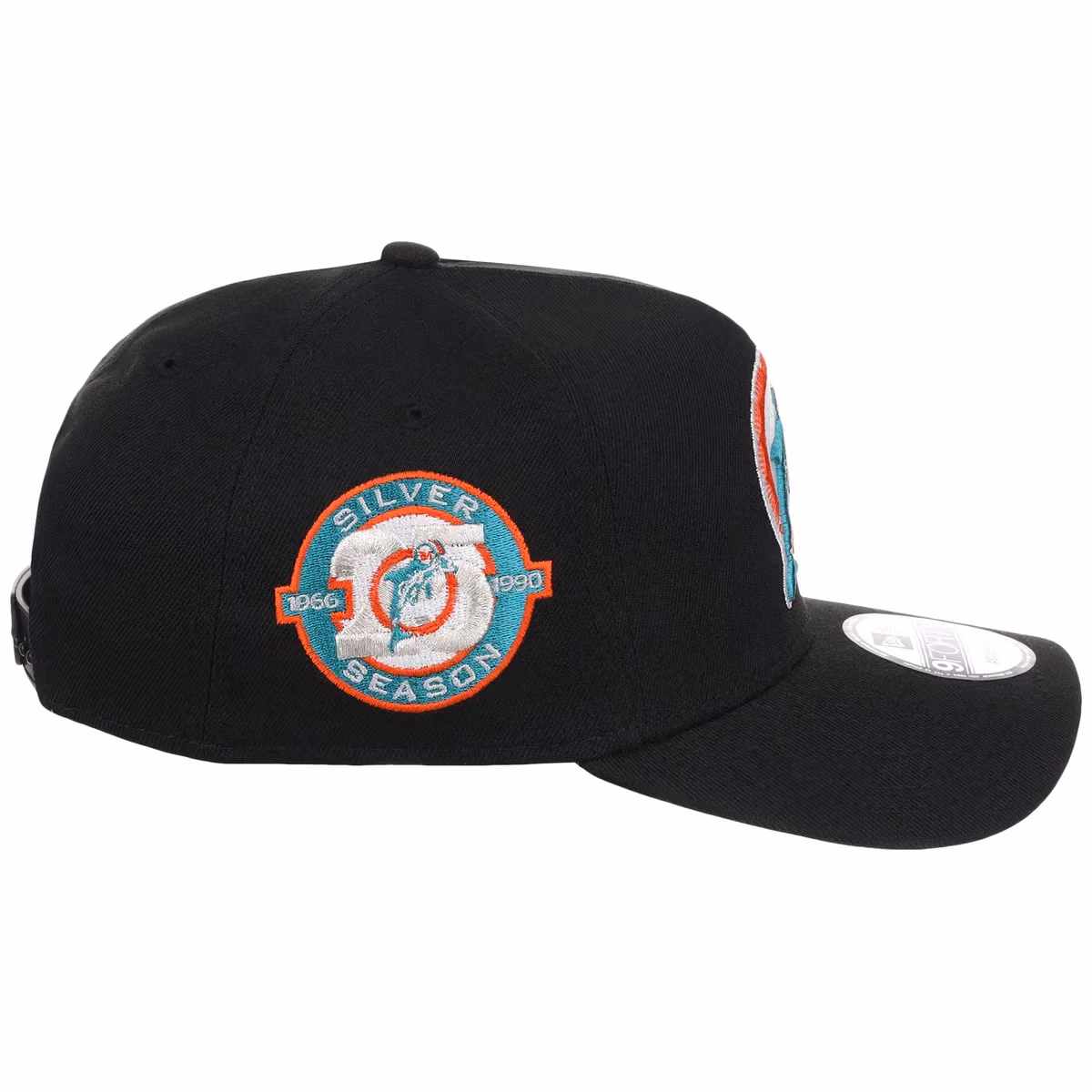 Miami Dolphins NFL Black Dome New Era 9FORTY A-Frame detail view