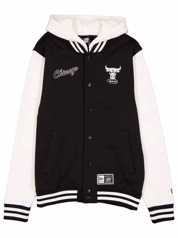 Chicago Bulls Letterman Hooded NBA Jacket Black view 1
