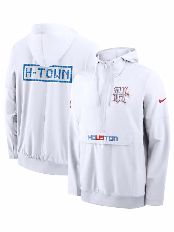 Houston Texans 2026 NFL Rivalries Sideline Half-Zip Anorak Jacket White view 1