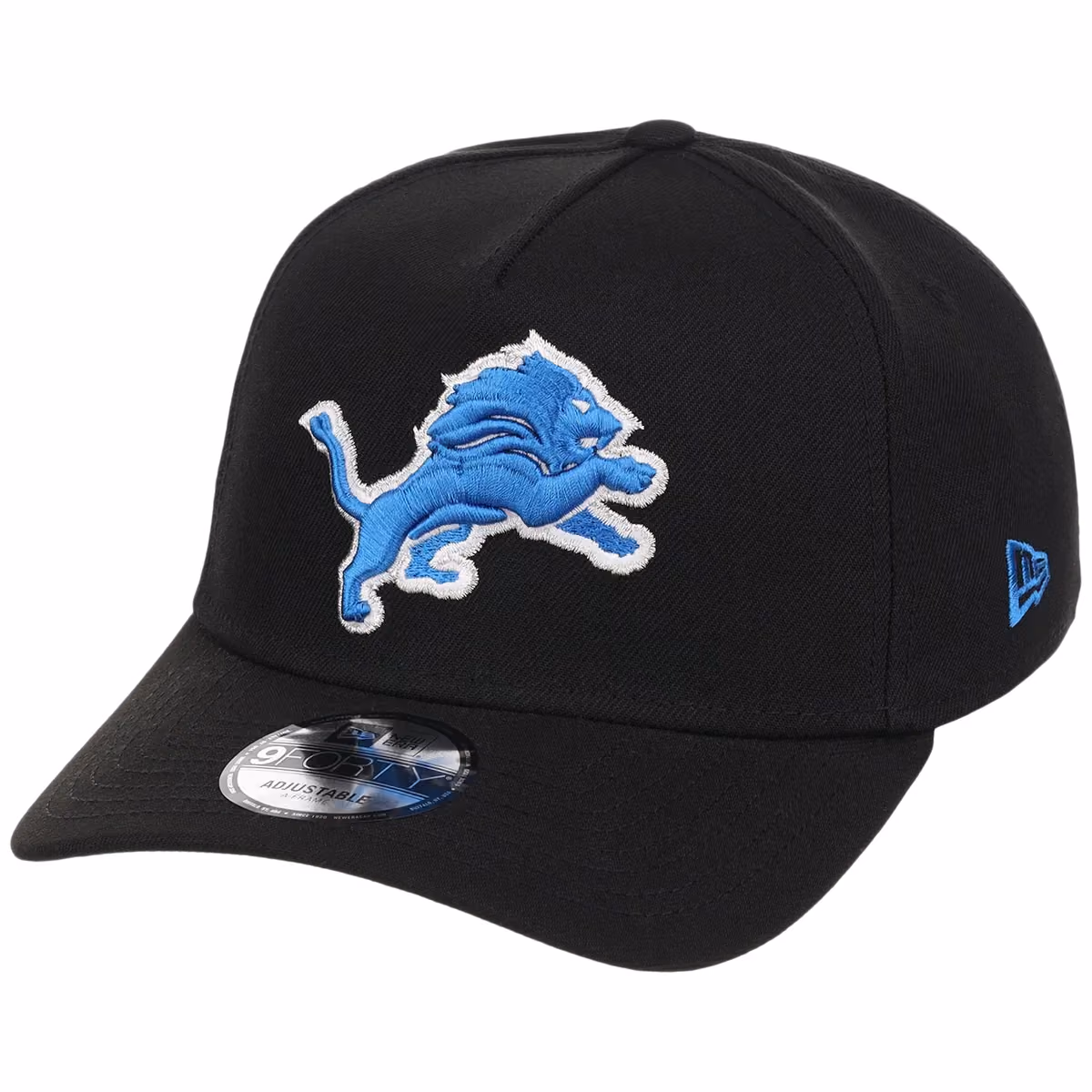 Detroit Lions NFL Black Dome New Era 9FORTY A-Frame detail view