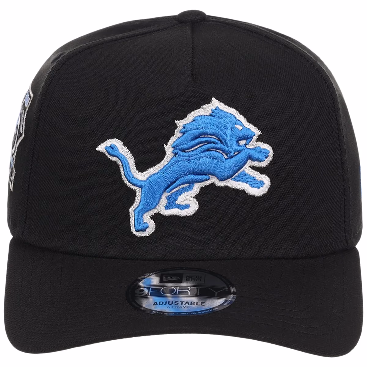 Detroit Lions NFL Black Dome New Era 9FORTY A-Frame detail view