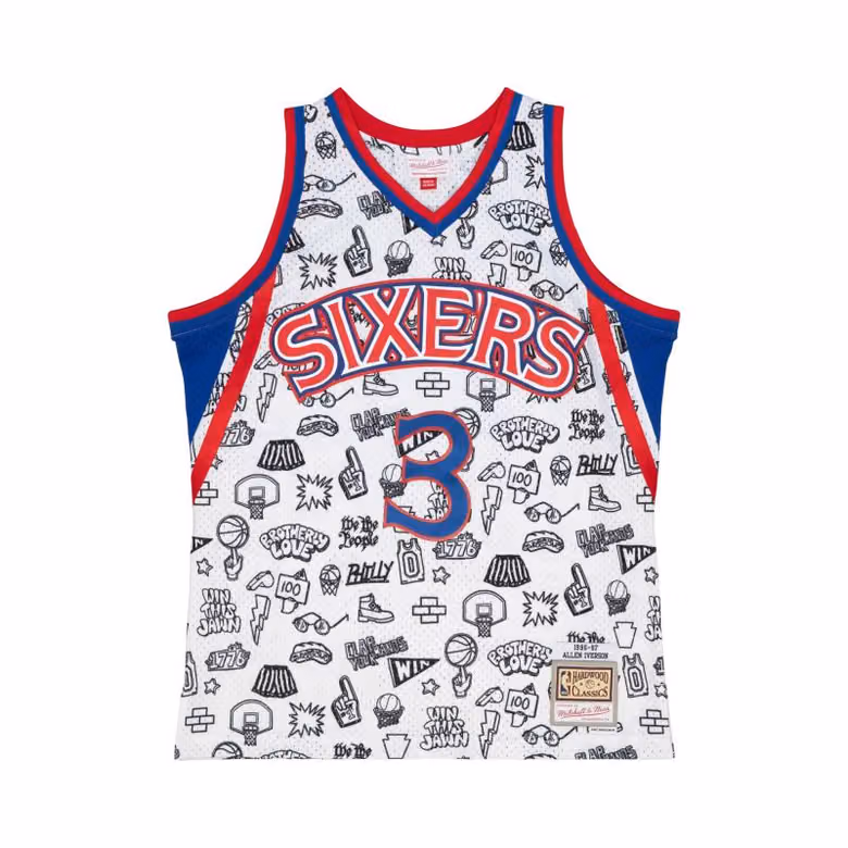 Allen Iverson #3 Philadelphia 76ers Doodle Mitchell & Ness Swingman NBA Jersey view 1