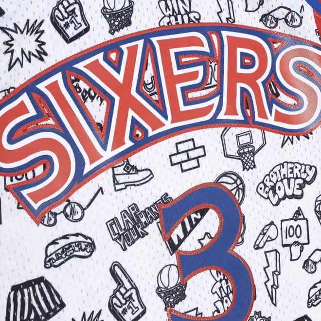 Allen Iverson #3 Philadelphia 76ers Doodle Mitchell & Ness Swingman NBA Jersey view 3