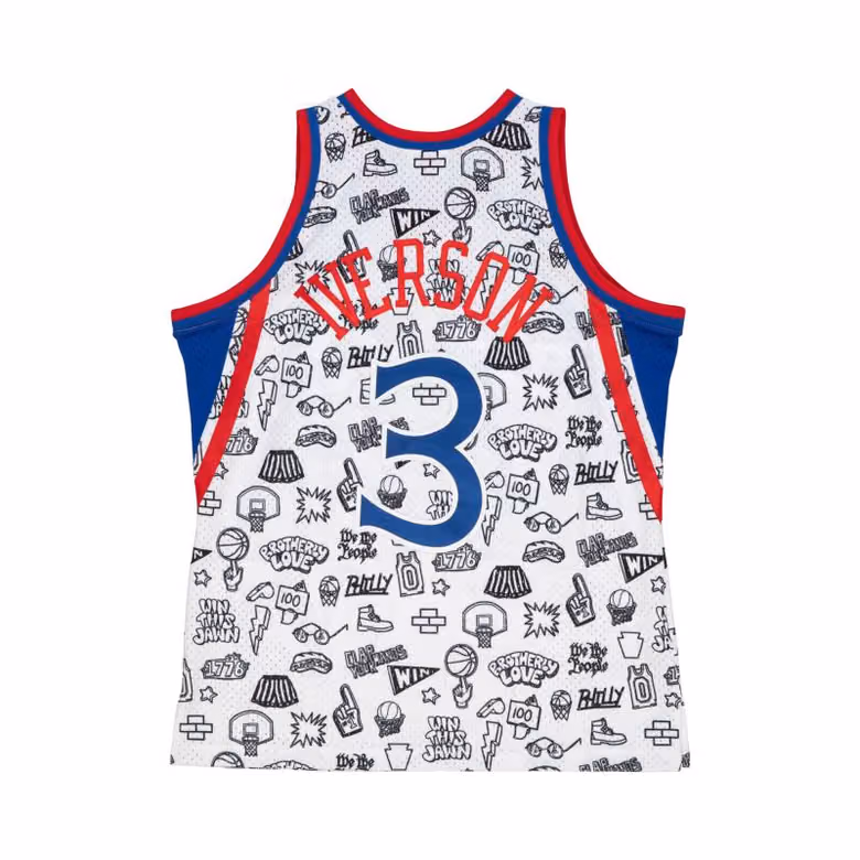 Allen Iverson #3 Philadelphia 76ers Doodle Mitchell & Ness Swingman NBA Jersey view 2