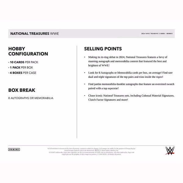 2024 Panini National Treasures WWE Wrestling Hobby Box view 4