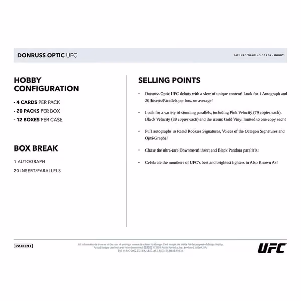 2022 Panini Donruss Optic UFC Hobby Box view 5