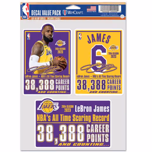LeBron James NBA's All Time Scoring Record NBA Decals Set (3 Pcs.) view 1
