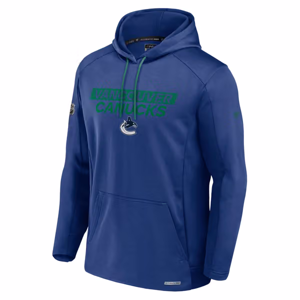 Vancouver Canucks 2024/25 Authentic Pro Rink Tech NHL Hoodie Blue view 1