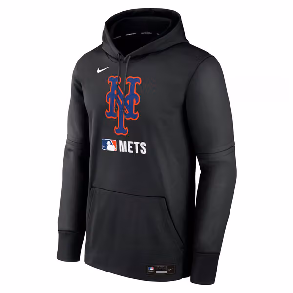 New York Mets 2025 MLB Authentic Performance Therma Hoodie Black view 1