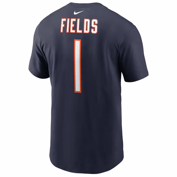 Justin Fields #1 Chicago Bears Nike Player NFL T-Shirt Navy view 3