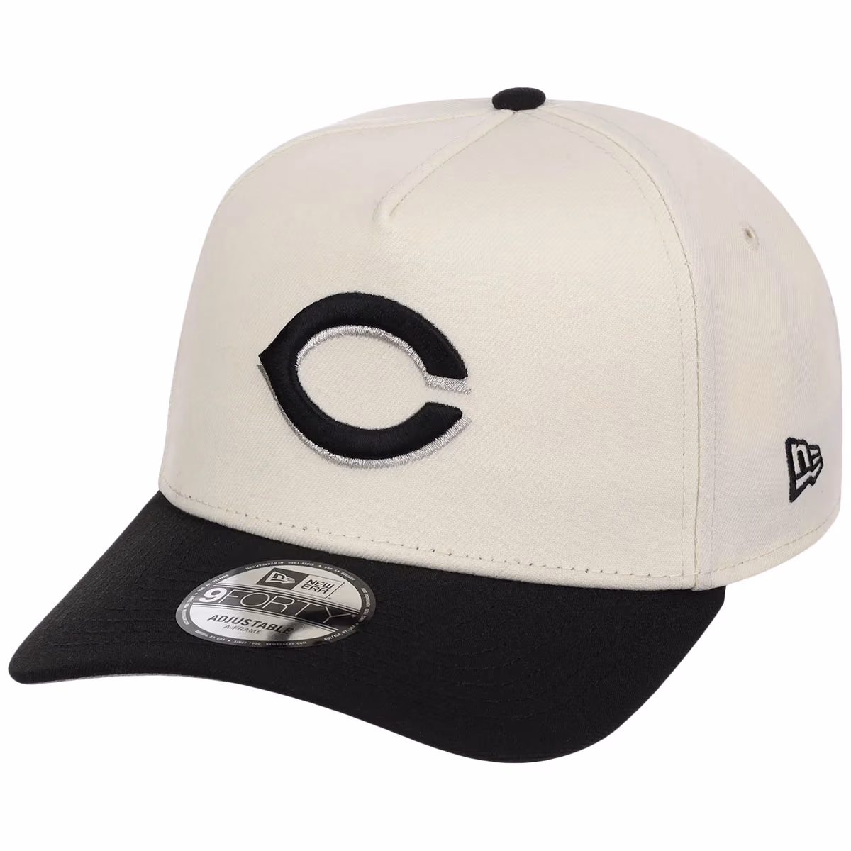 Cincinnati Reds MLB Chrome x Black FASHION CORE New Era 9FORTY A-Frame detail view