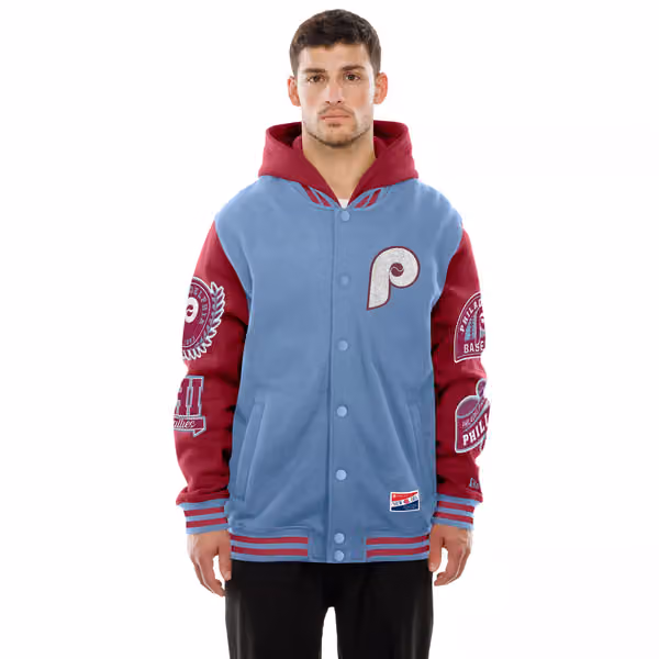 Philadelphia Phillies Cooperstown Full Snap Patch Jacket Blue/Red view 1