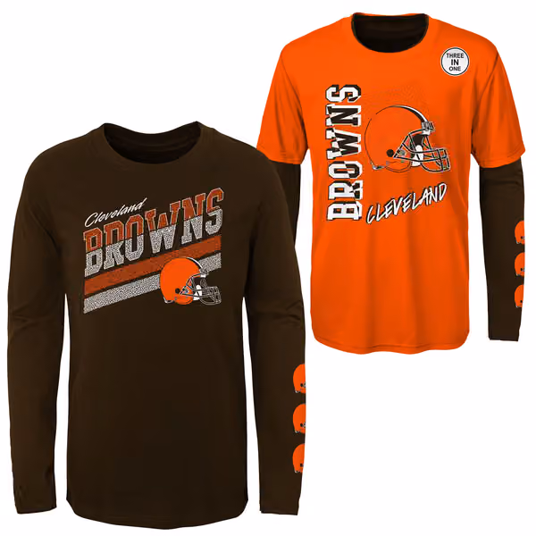 Cleveland Browns NFL Football 3-in-1 Combo Shirt Set (YOUTH) view 1
