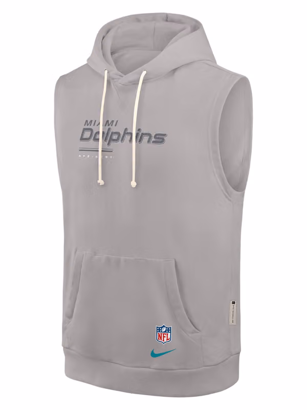 Miami Dolphins 2026 NFL Sideline Standard Issue Sleeveless Hoodie Gray view 2