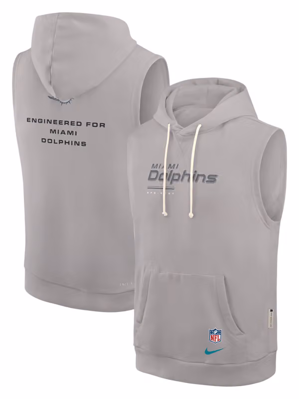 Miami Dolphins 2026 NFL Sideline Standard Issue Sleeveless Hoodie Gray view 1