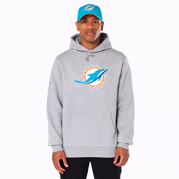 Miami Dolphins Logo Hoodie NFL Sweatshirt Grey view 1