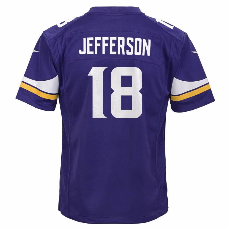 Justin Jefferson #18 Minnesota Vikings Game Football NFL Jersey Purple (YOUTH) view 3