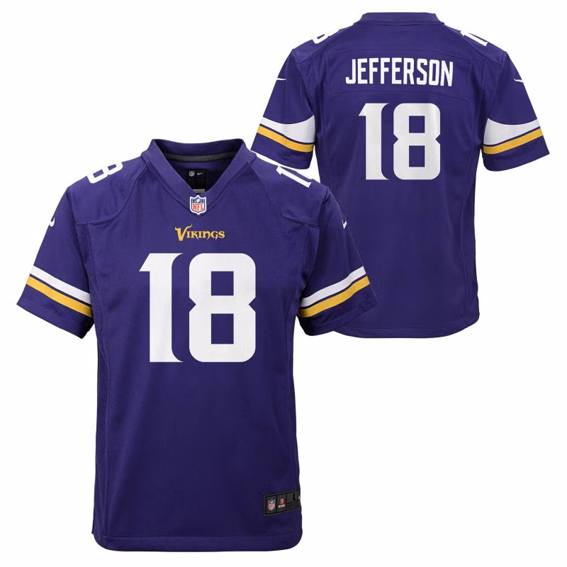 Justin Jefferson #18 Minnesota Vikings Game Football NFL Jersey Purple (YOUTH) view 1