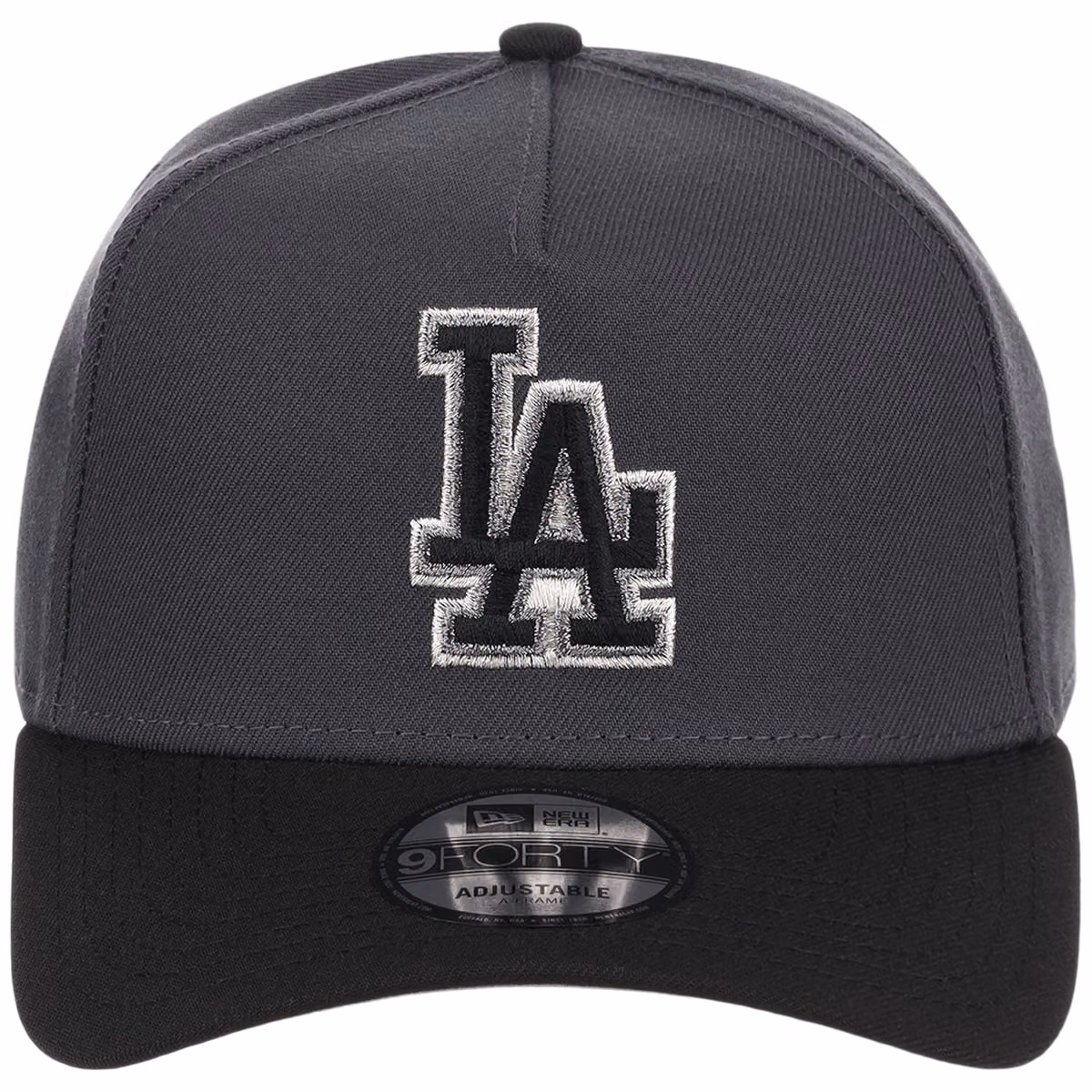 Los Angeles Dodgers MLB Graphite x Black FASHION CORE New Era 9FORTY A-Frame detail view