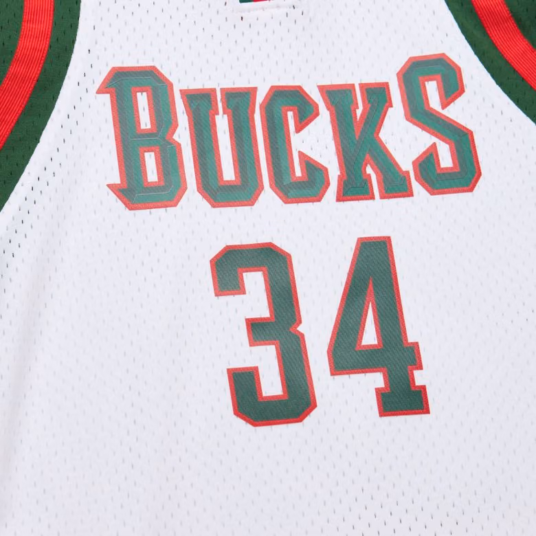 Giannis Antetokounmpo #34 Milwaukee Bucks 2013-14 Mitchell & Ness Swingman NBA Jersey White view 4