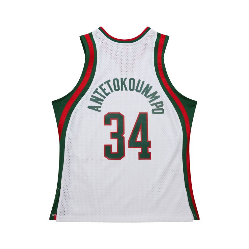 Giannis Antetokounmpo #34 Milwaukee Bucks 2013-14 Mitchell & Ness Swingman NBA Jersey White view 2