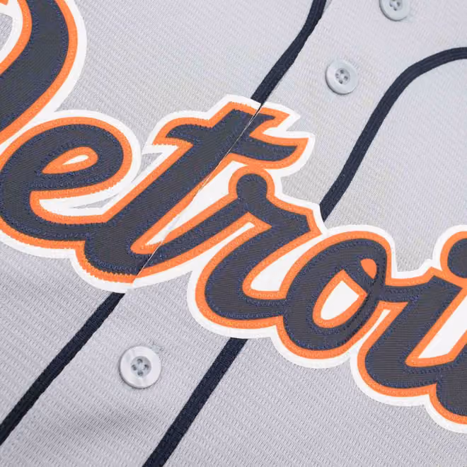 Detroit Tigers Replica MLB Road Jersey Gray view 3