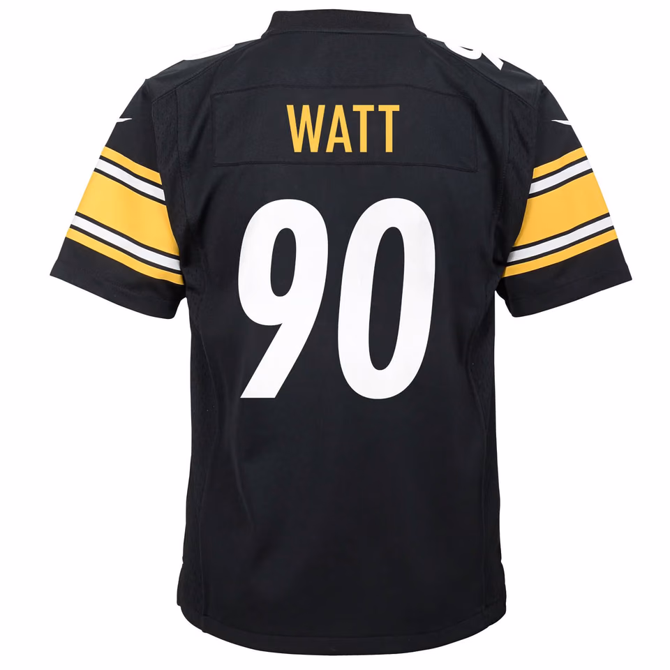 T.J. Watt #90 Pittsburgh Steelers Game Football NFL Jersey Black (YOUTH) view 3