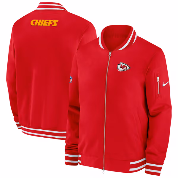 Kansas City Chiefs NFL Sideline Nike Coach Bomber Jacket view 1