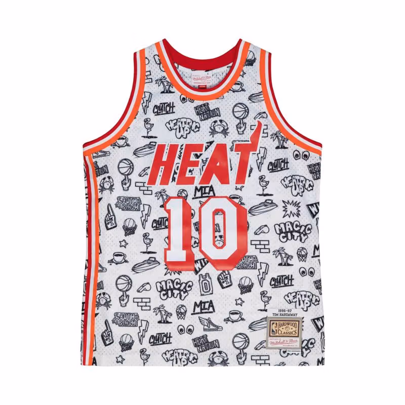 Tim Hardaway #10 Miami Heat Doodle Mitchell & Ness Swingman NBA Jersey view 1