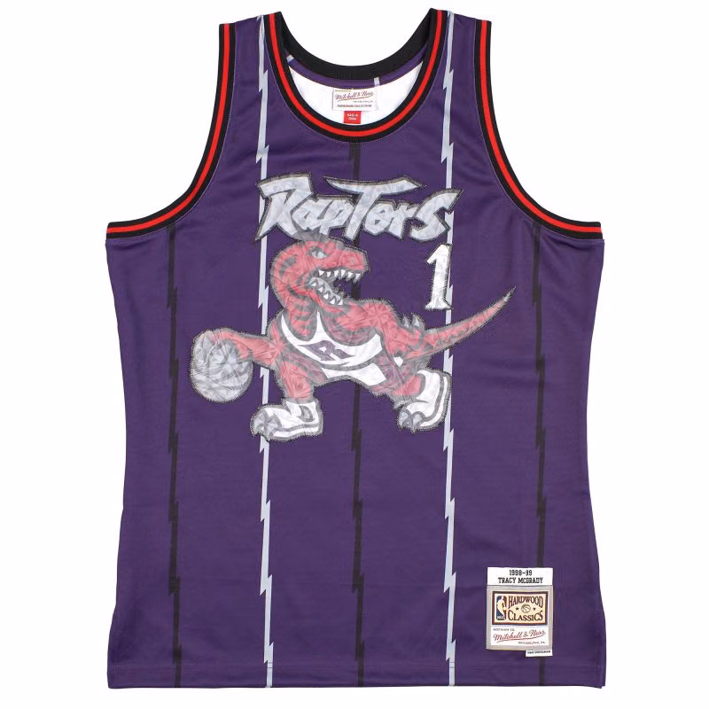 Tracy McGrady #1 Toronto Raptors 75th Anniversary Mitchell & Ness Swingman NBA Jersey Purple view 1