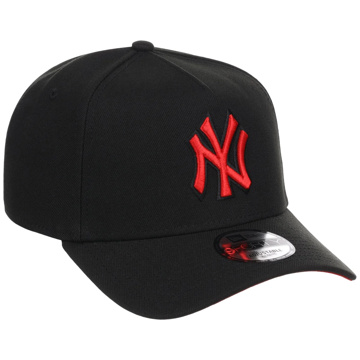 New York Yankees MLB Black x Red FASHION CORE New Era 9FORTY A-Frame front view