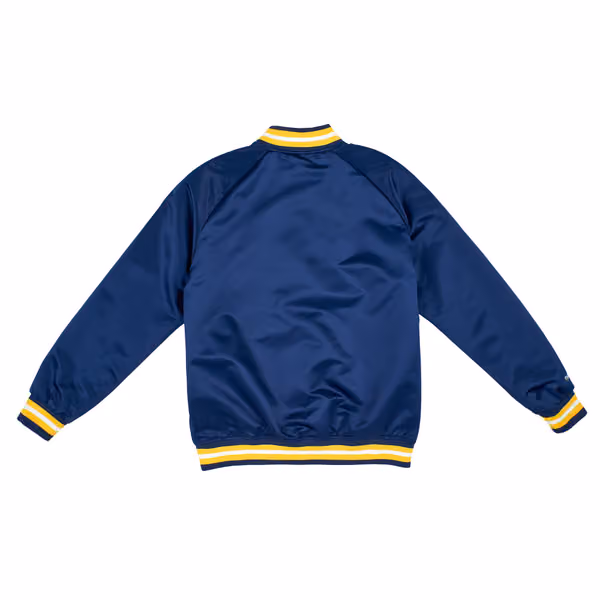 Michigan Wolverines Mitchell & Ness Lightweight Satin NCAA Jacket Navy view 2