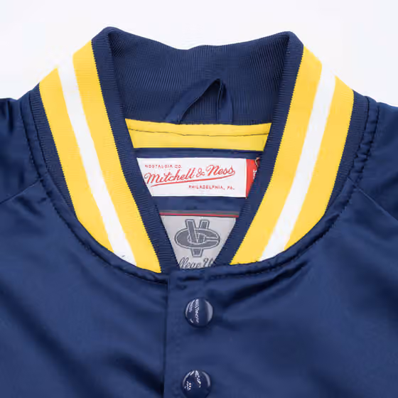Michigan Wolverines Mitchell & Ness Lightweight Satin NCAA Jacket Navy view 4