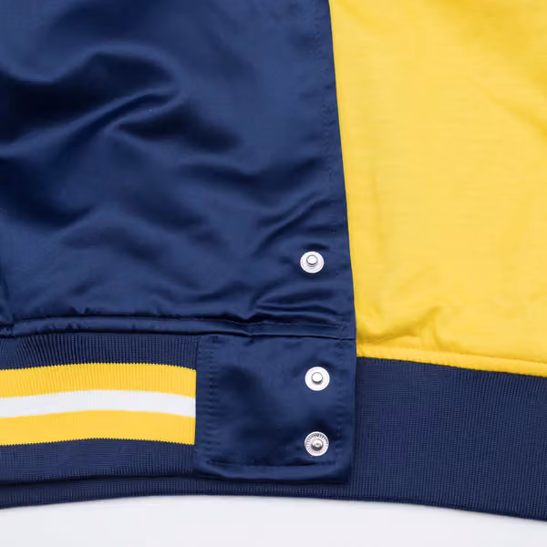 Michigan Wolverines Mitchell & Ness Lightweight Satin NCAA Jacket Navy view 5