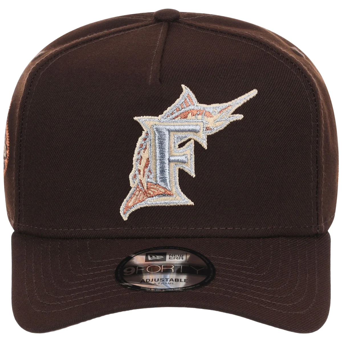 Florida Marlins MLB Frosted Bark New Era 9FORTY A-Frame detail view