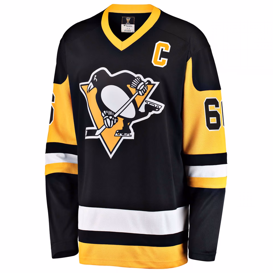 Mario Lemieux #66 Pittsburgh Penguins Vintage Heritage Breakaway NHL Jersey view 2
