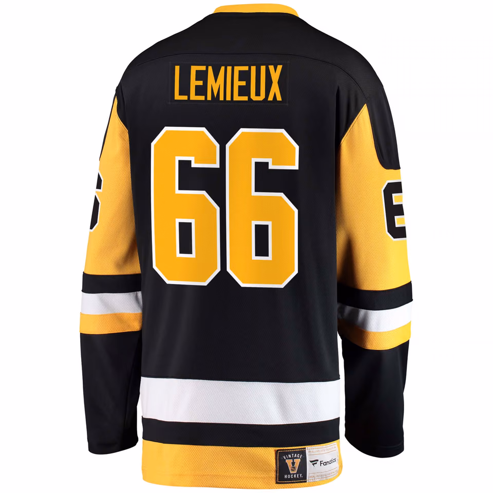 Mario Lemieux #66 Pittsburgh Penguins Vintage Heritage Breakaway NHL Jersey view 3