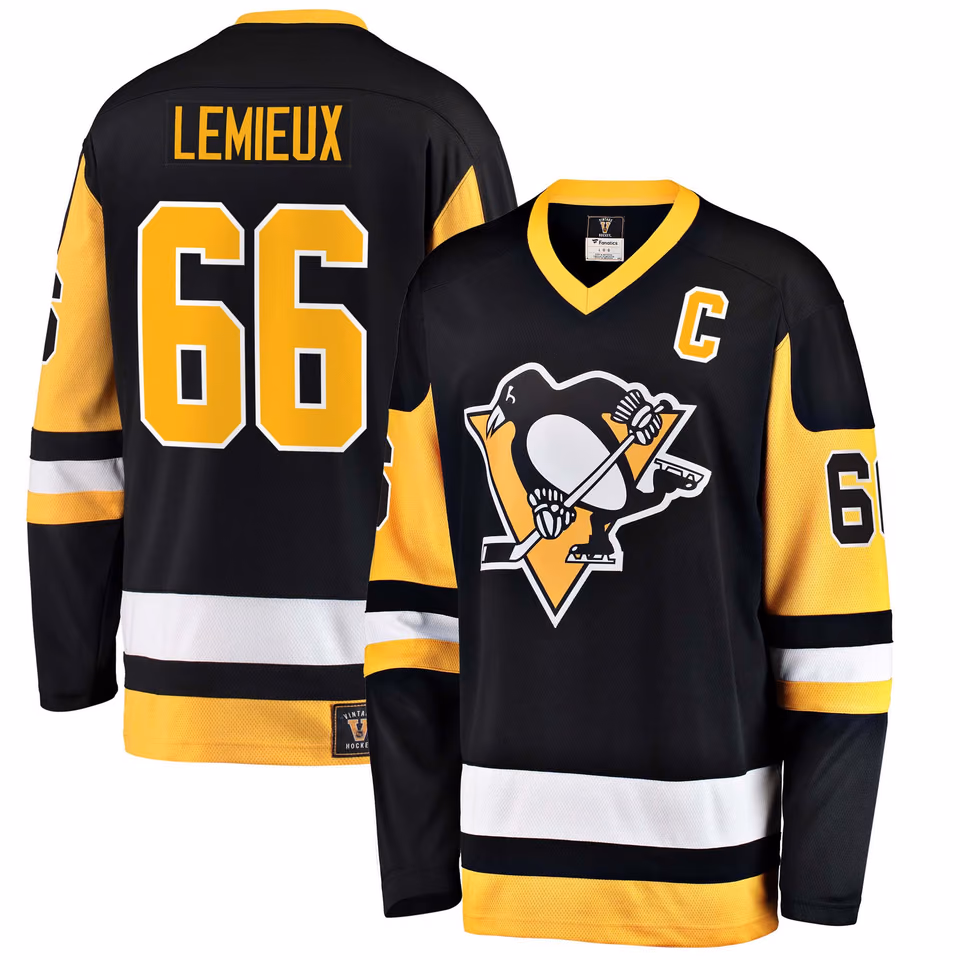 Mario Lemieux #66 Pittsburgh Penguins Vintage Heritage Breakaway NHL Jersey view 1