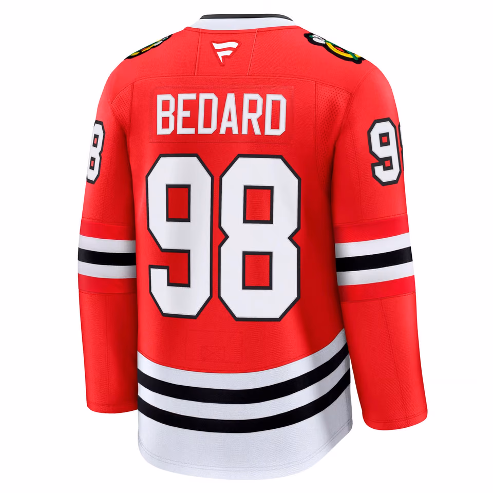 Connor Bedard #98 Chicago Blackhawks Premium NHL Jersey Home Red view 3