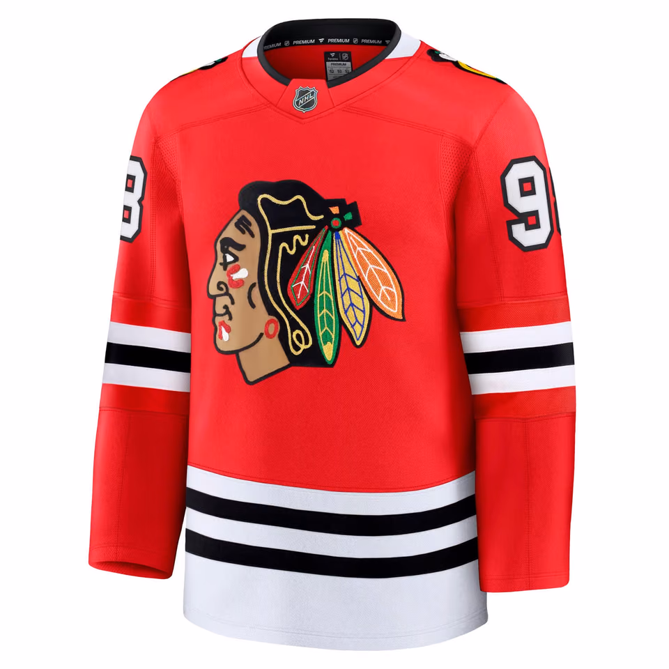 Connor Bedard #98 Chicago Blackhawks Premium NHL Jersey Home Red view 2
