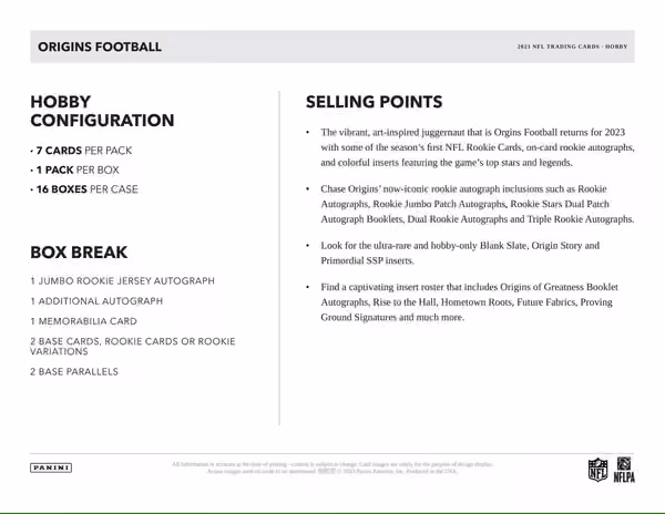 2023 Panini Origins NFL Football Hobby Box view 5