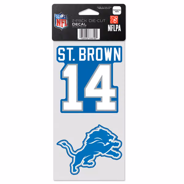 Amon-Ra St. Brown #14 Detroit Lions Player NFL Decals Set (2 Pcs.) view 1