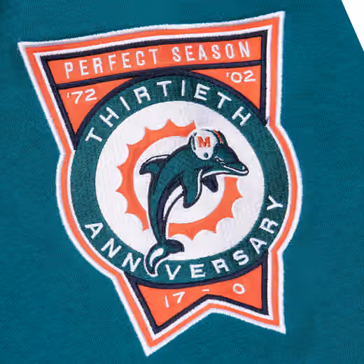 Miami Dolphins Mitchell & Ness All Over Crew 4.0 NFL Pullover Gray view 5